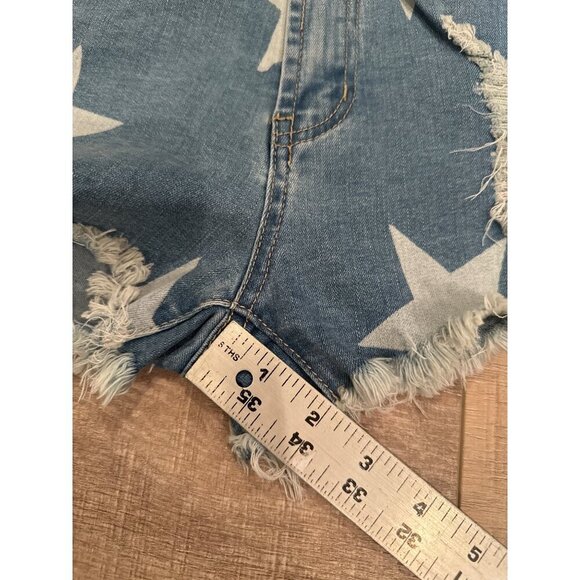 Starry Denim Shorts With Frayed Hems By American Bazi - Size S NEW - Picture 8 of 8
